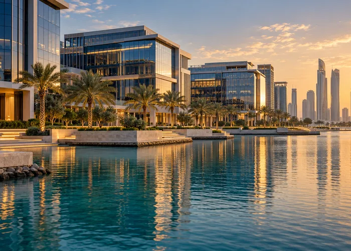Illustrative UAE waterfront business district